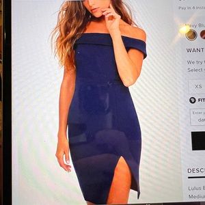 Navy Blue Off-The Shoulder Bodycon Dress
